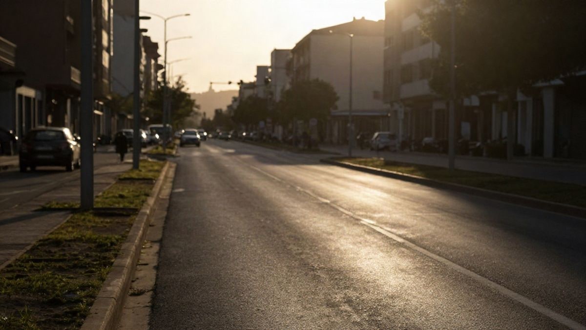 Imagen ilustrativa: una calle urbana vacía al atardecer, con sombras largas y contraluz