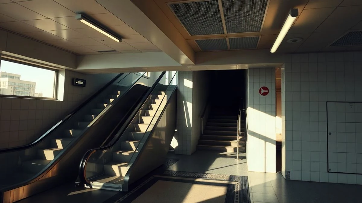 Imagen ilustrativa: interior de una estación de metro con escaleras mecánicas nuevas y luz lateral.