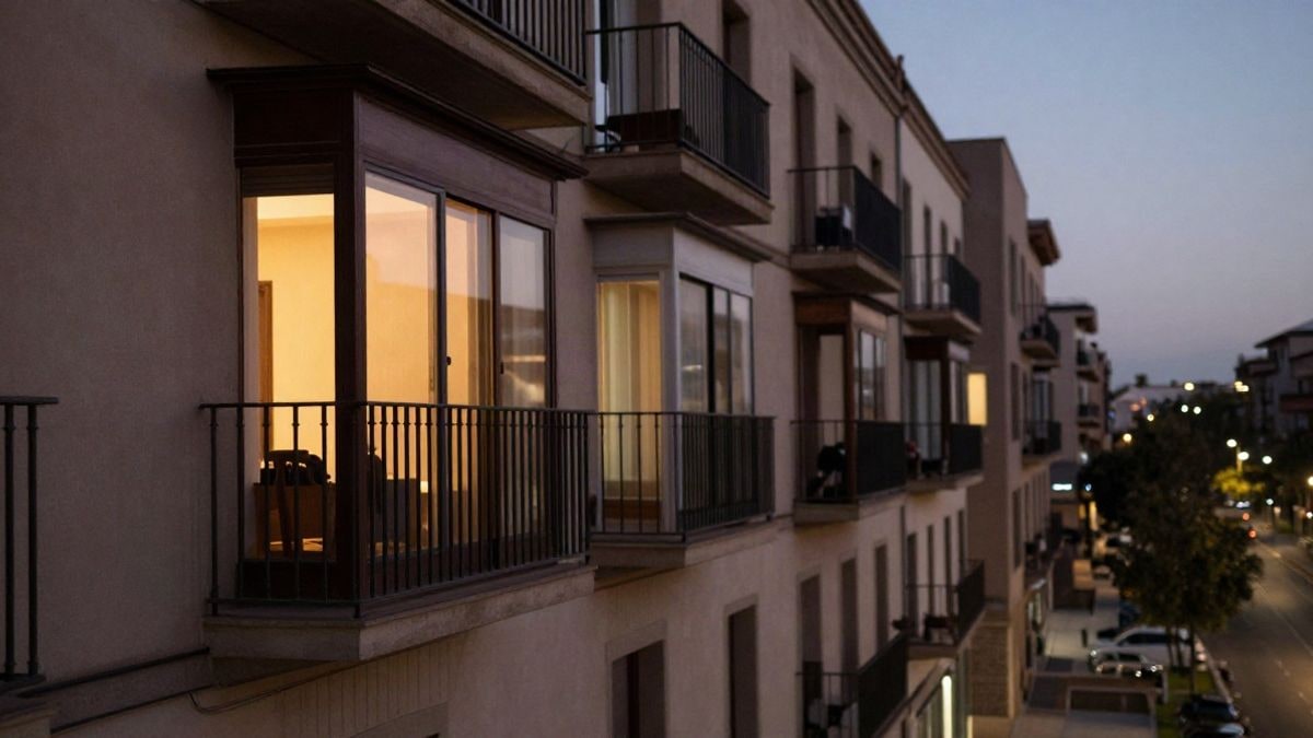 Imagen ilustrativa: balcones de un edificio residencial genérico al atardecer
