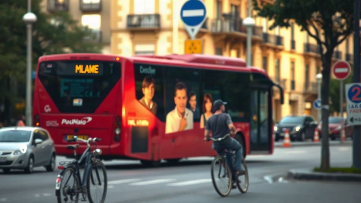 Imagen ilustrativa: carril bus urbano con un autobús municipal y bicicletas de fondo, sin personas ni logos