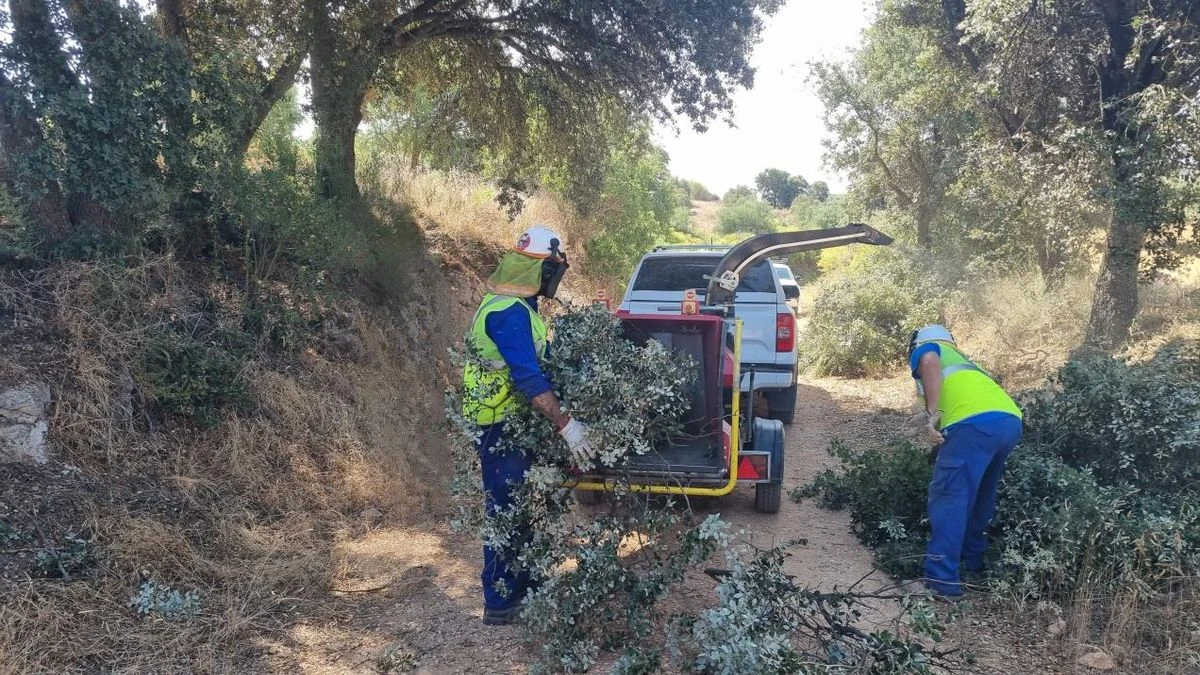 Imagen ilustrativa: un camino rural de tierra recién acondicionado, con cunetas y vegetación seca a los lados, bajo un cielo despejado.