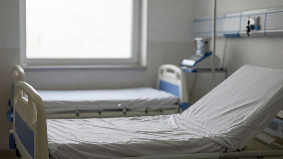 Imagen ilustrativa: habitación de hospital vacía con una cama y equipamiento médico, luz natural suave entrando por la ventana