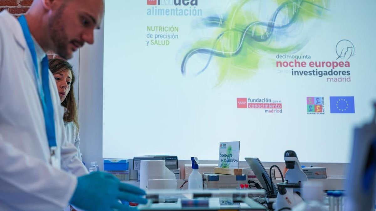 Imagen ilustrativa: primer plano de un portaobjetos de microscopio en un laboratorio con fondo desenfocado