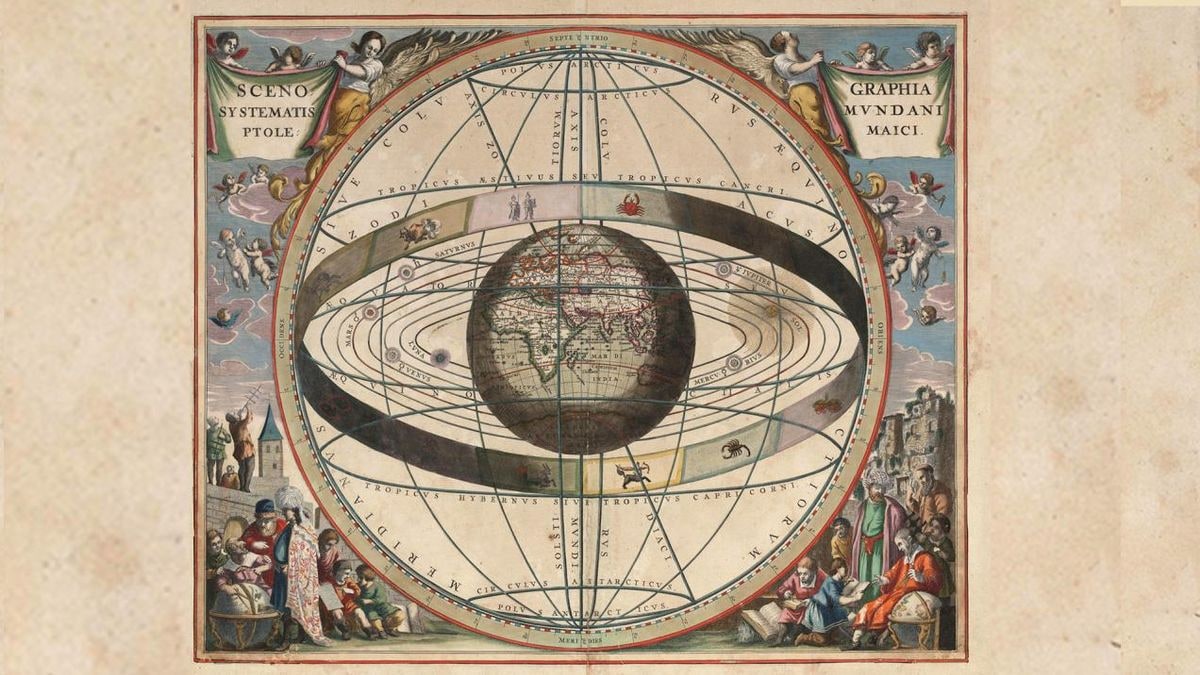Imagen ilustrativa: mesa antigua junto a una ventana con globo terráqueo, esfera armilar y libros abiertos al contraluz del atardecer