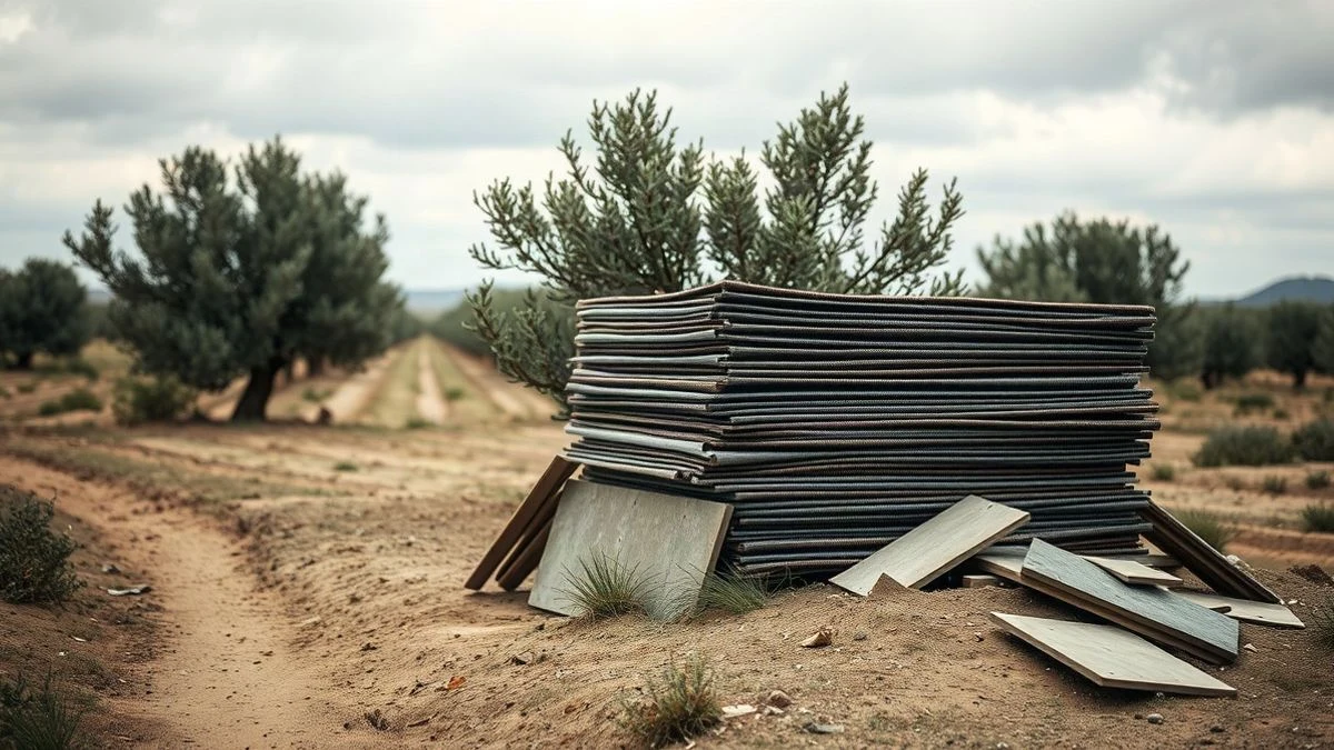 Imagen ilustrativa: placas de fibrocemento abandonadas en un olivar
