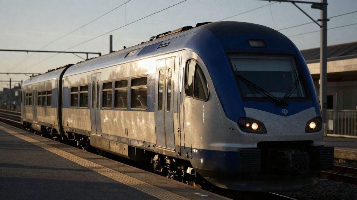 Imagen ilustrativa: tren de cercanías moderno en una estación al atardecer