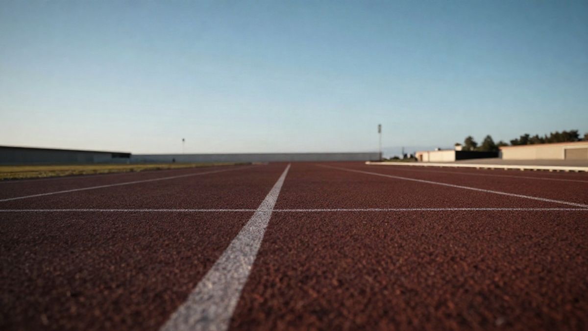 Imagen ilustrativa: pista de atletismo vacía con cielo despejado al fondo