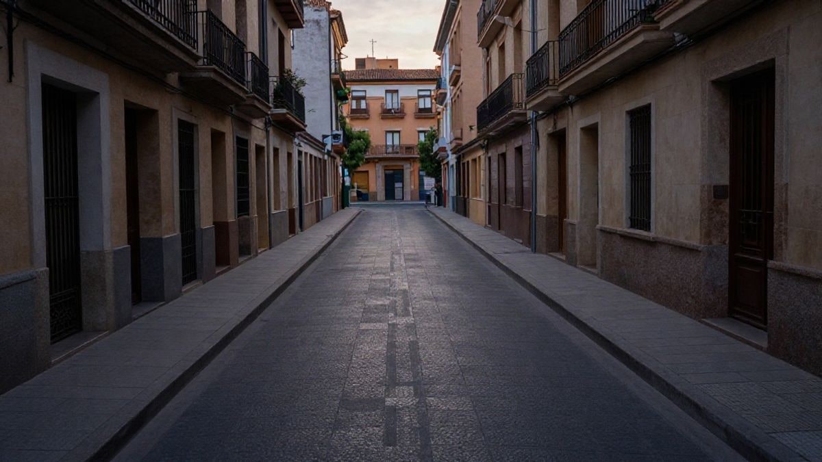 Imagen ilustrativa: calle urbana genérica al atardecer con líneas que convergen hacia un centro escolar