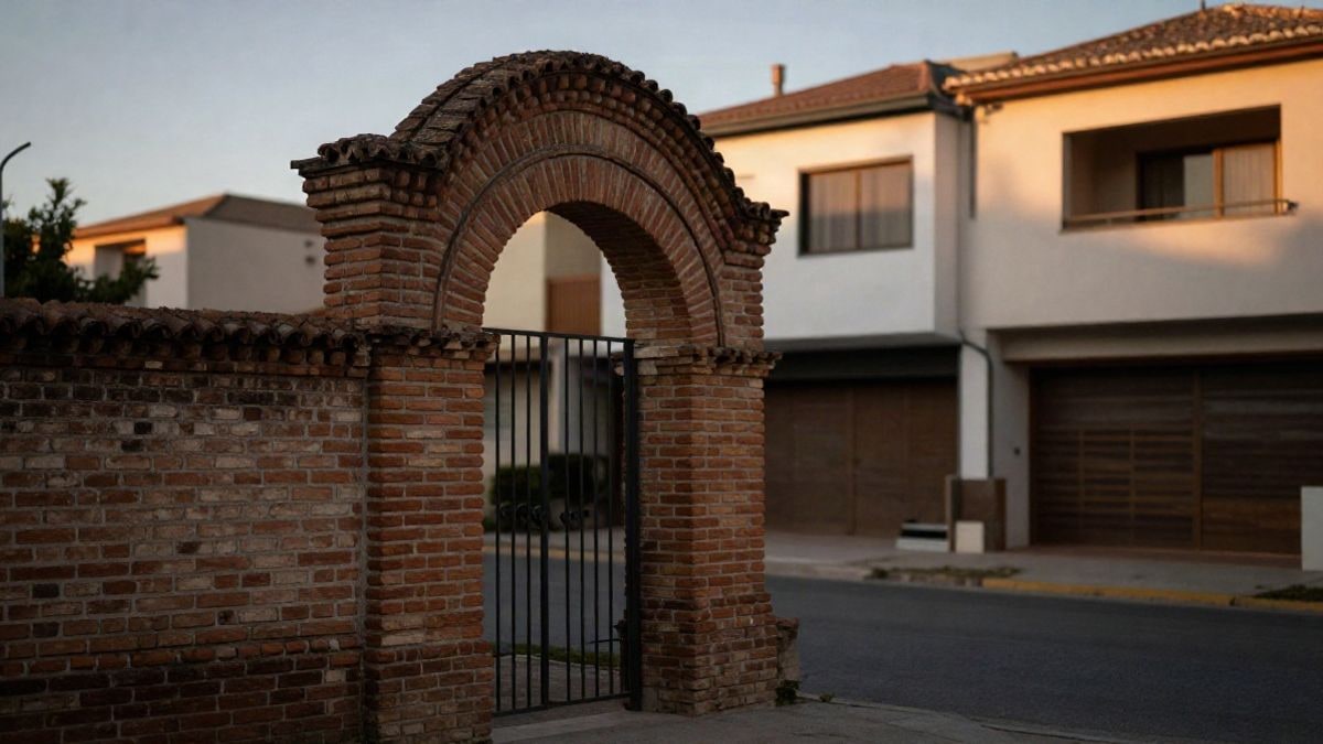 Imagen ilustrativa: un arco de ladrillo de principios del siglo XX en una calle residencial tranquila
