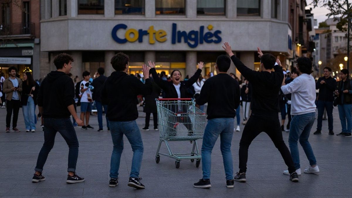 Imagen ilustrativa: grupo de jóvenes anónimos en una plaza al atardecer, algunos disfrazados, en un ambiente festivo