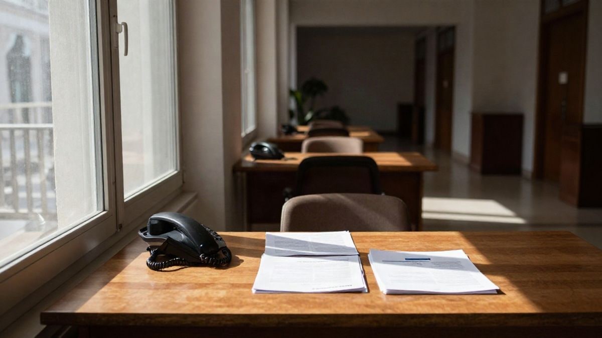 Imagen ilustrativa: despacho institucional con documentos sobre una mesa y luz lateral de ventana