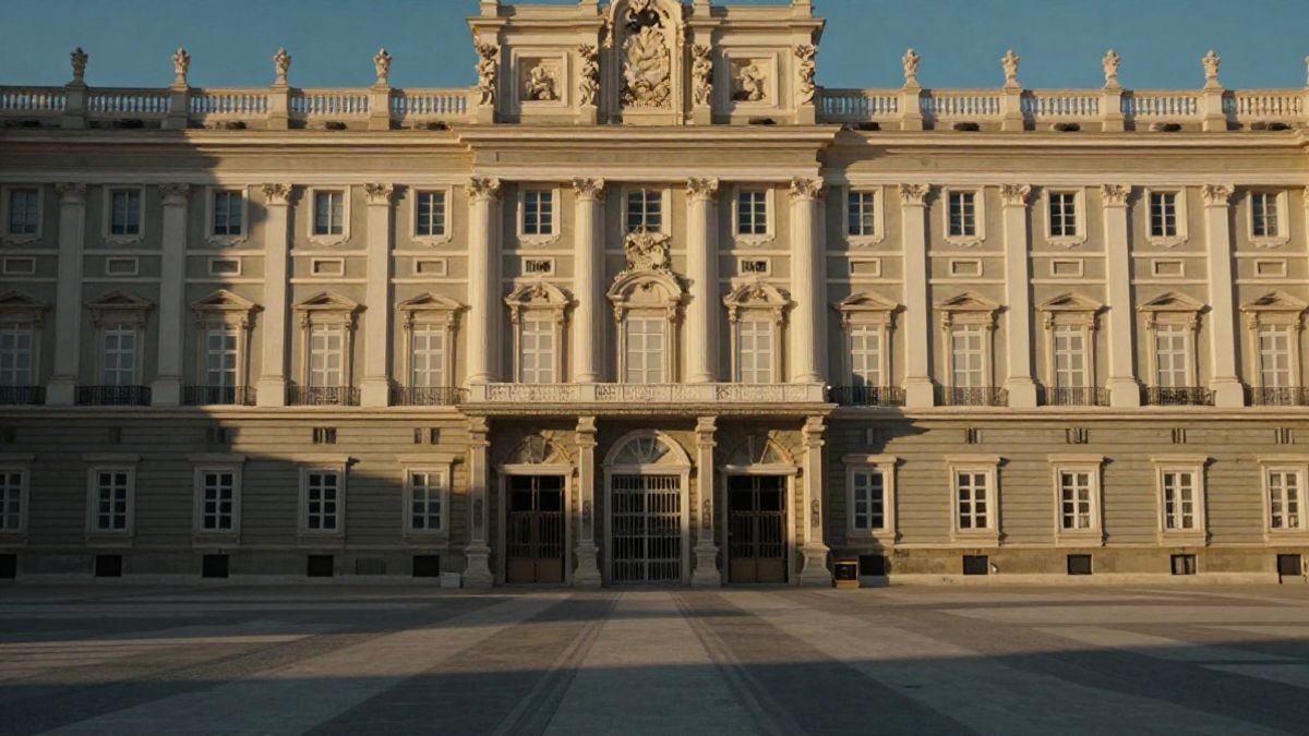 Imagen ilustrativa: fachada de un palacio barroco con detalles ornamentales a la luz del atardecer