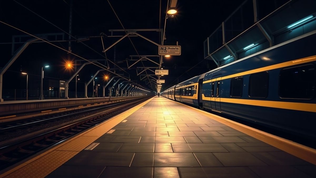 Imagen ilustrativa: un andén de metro vacío iluminado con luz artificial por la noche