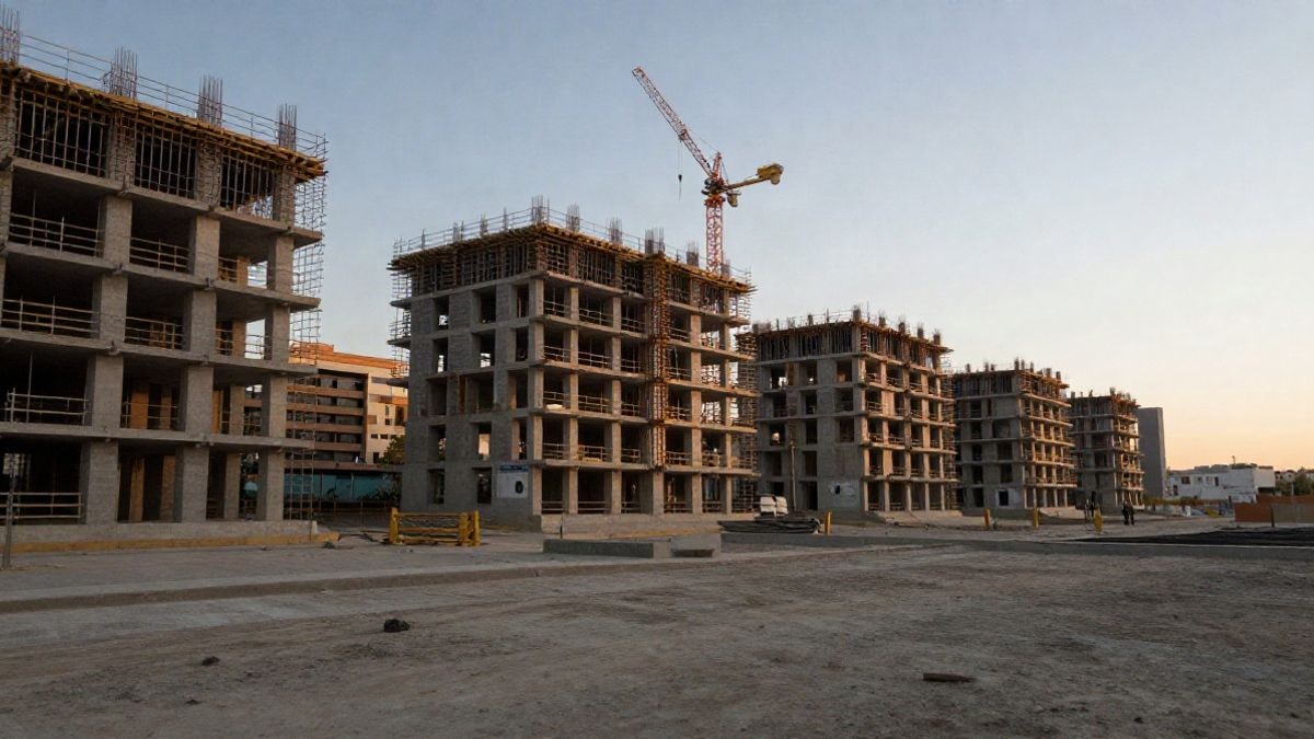 Imagen ilustrativa: edificios residenciales en construcción en las afueras de una ciudad española