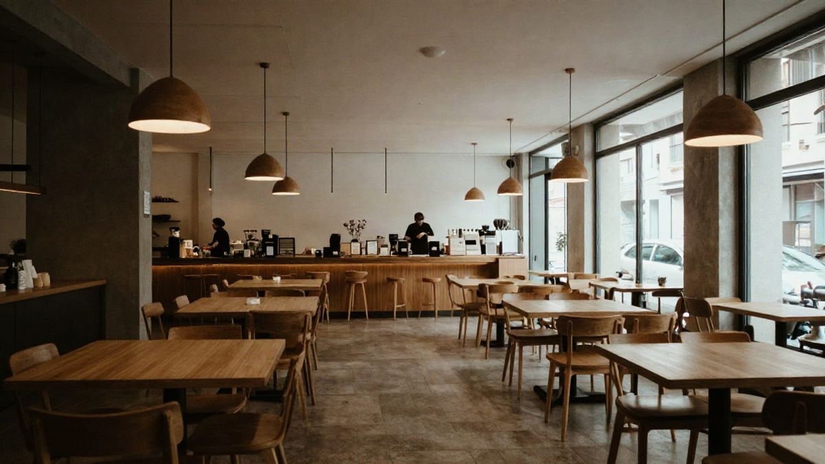 Imagen ilustrativa: interior de una cafetería moderna con barra y luz natural