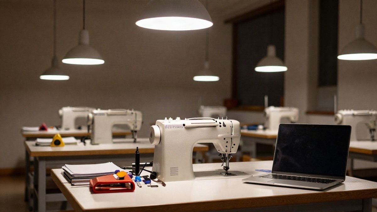 Imagen ilustrativa: taller de formación profesional con herramientas y luz artificial nocturna