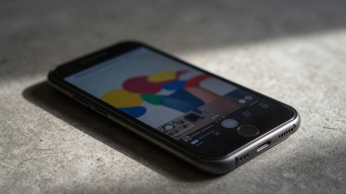Imagen ilustrativa: un teléfono móvil sobre una superficie de hormigón muestra una pantalla con vídeo difuminado