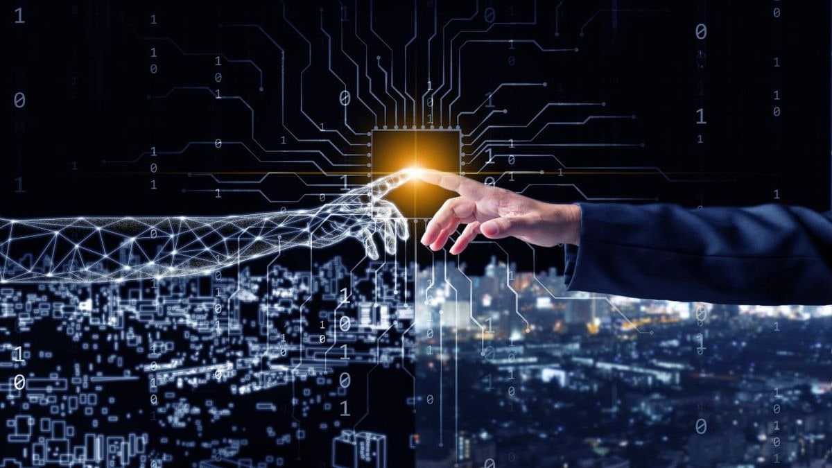 Imagen ilustrativa: proyección holográfica de un modelo urbano digital sobre una mesa de trabajo