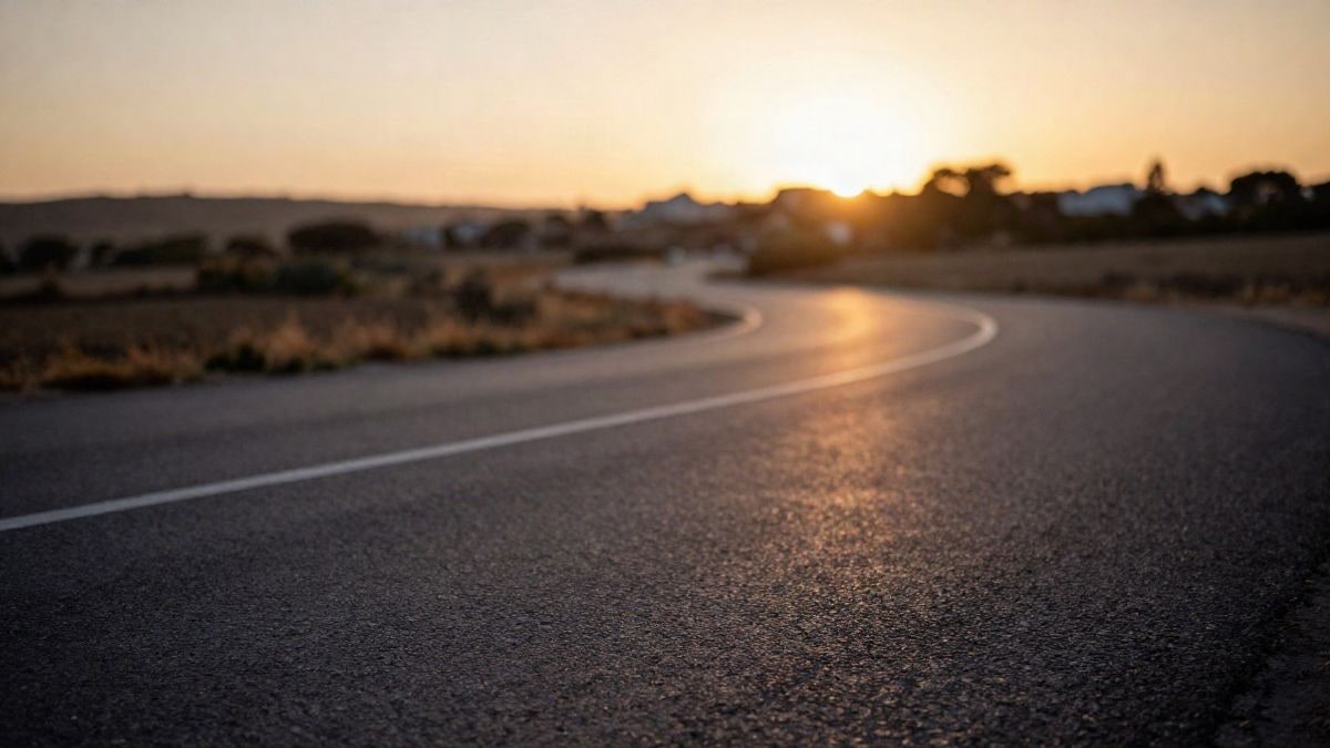 Imagen ilustrativa: vista lateral de un circuito de Fórmula 1 con fondo desenfocado al atardecer