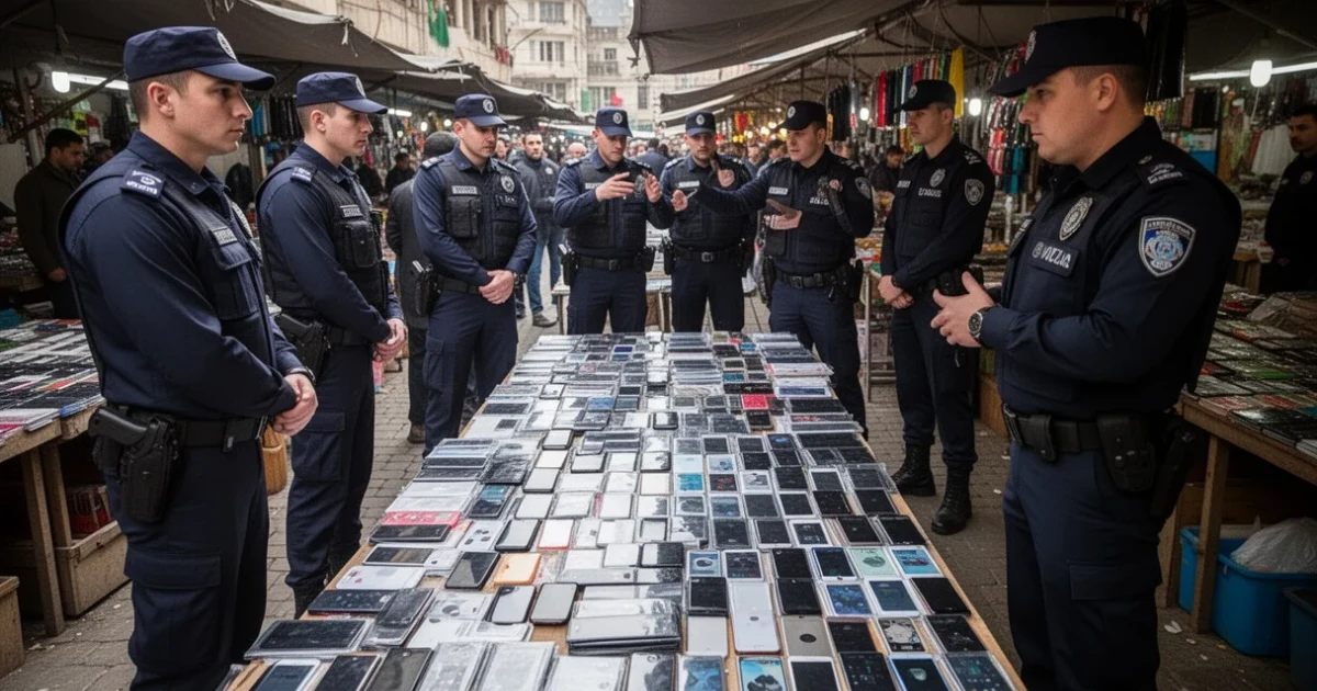 Intervención policial mostrando artículos sospechosos de ser falsificaciones