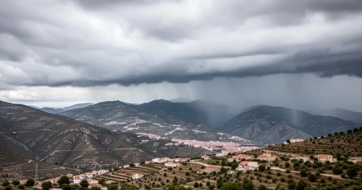 Cielo nublado sobre las montañas madrileñas con indicios de lluvia