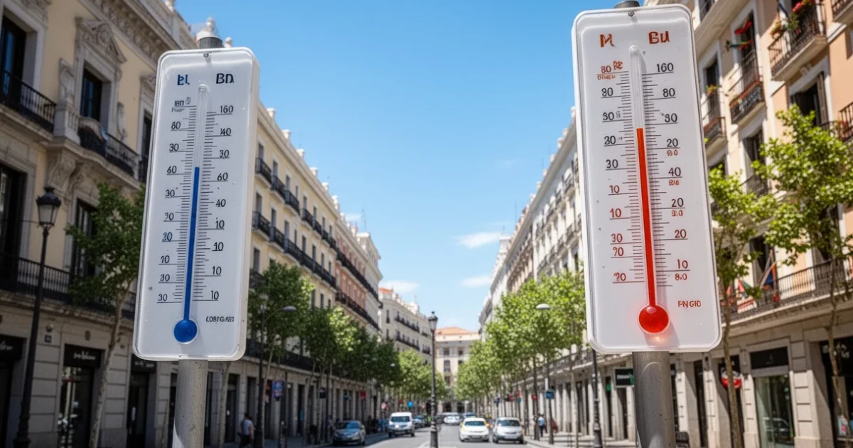 Día caluroso en Madrid con termómetros marcando altas temperaturas