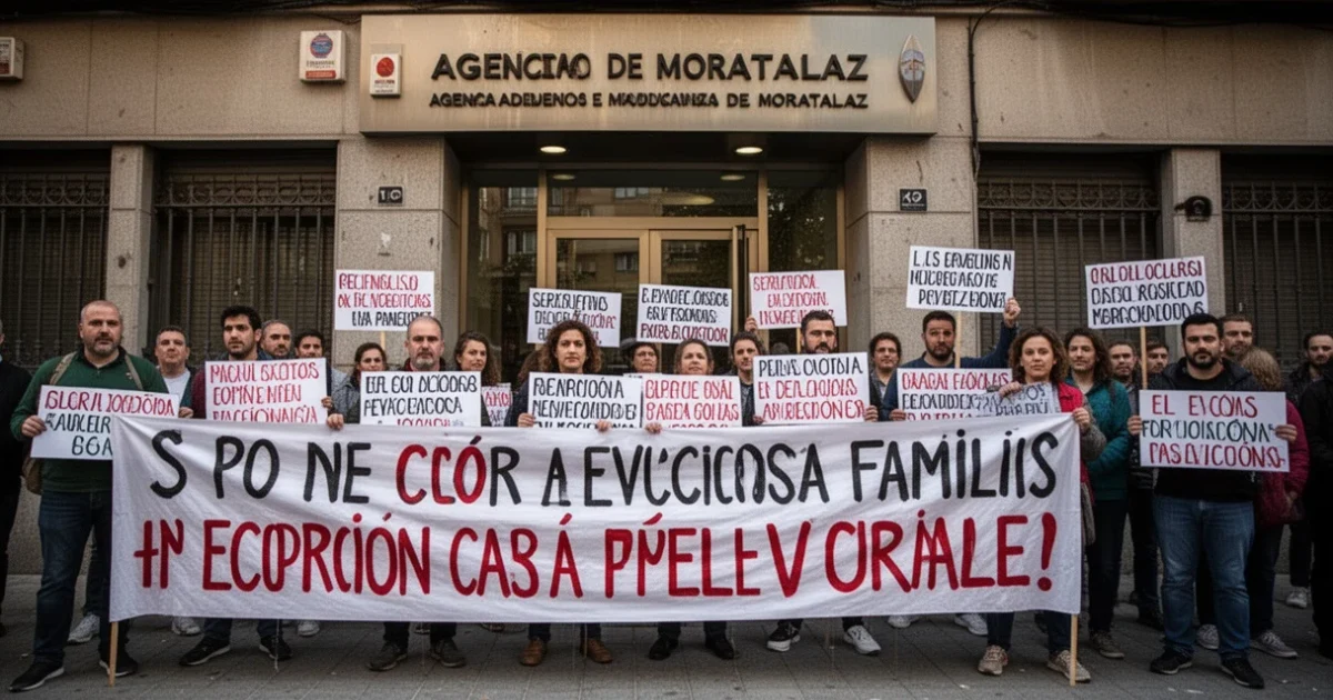 Protesta ciudadana frente a la Agencia de Vivienda Social por el desalojo familiar