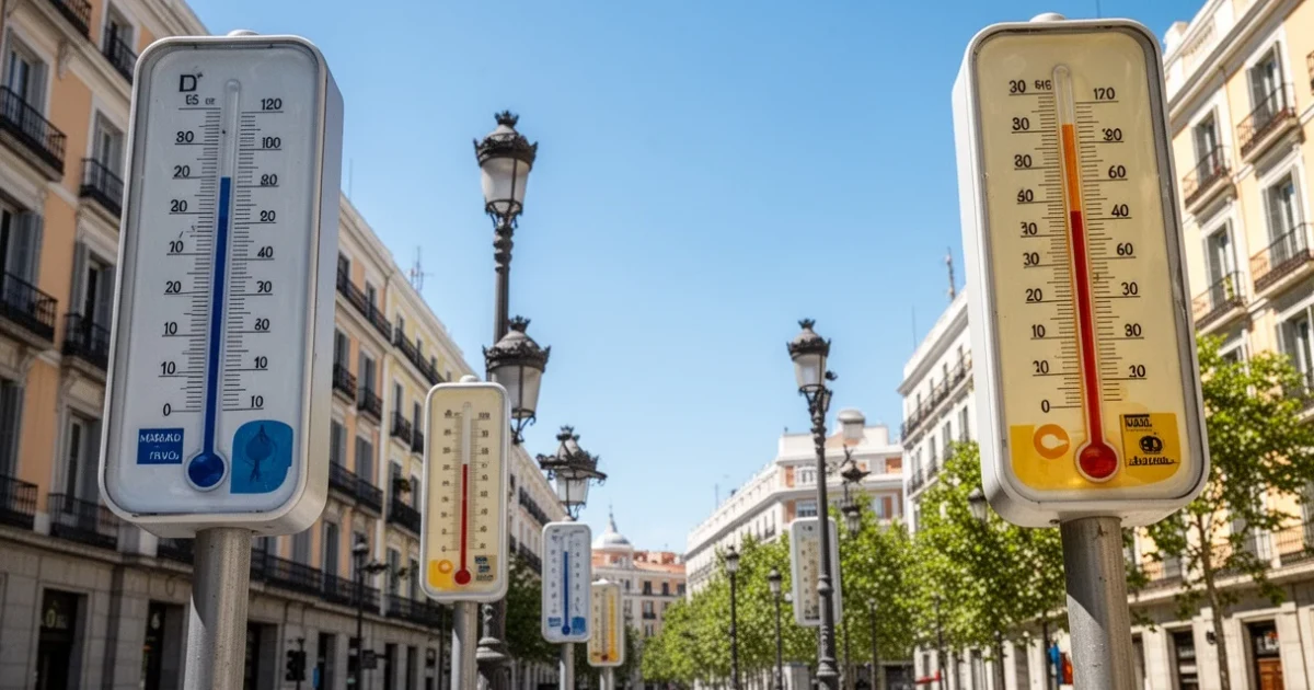 Día soleado en Madrid con termómetros marcando altas temperaturas