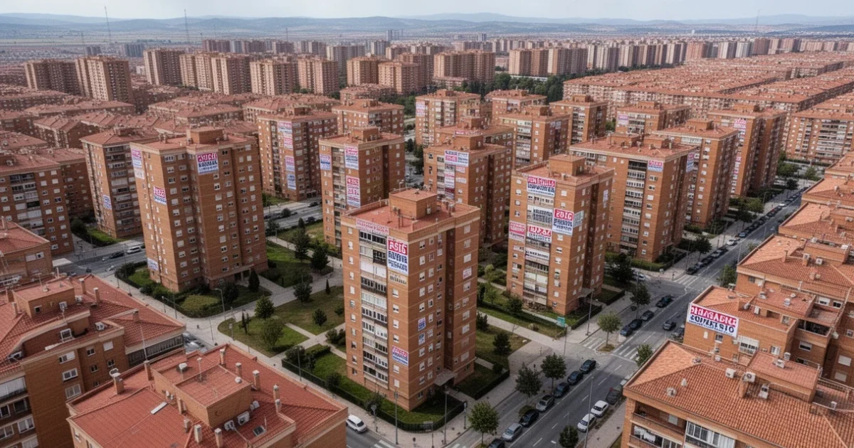 Vista aérea de edificios residenciales en Fuenlabrada y Móstoles