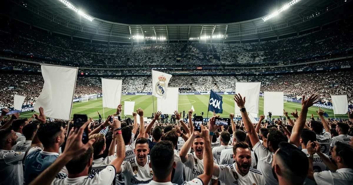 Escena vibrante del estadio Santiago Bernabéu durante la campaña electoral