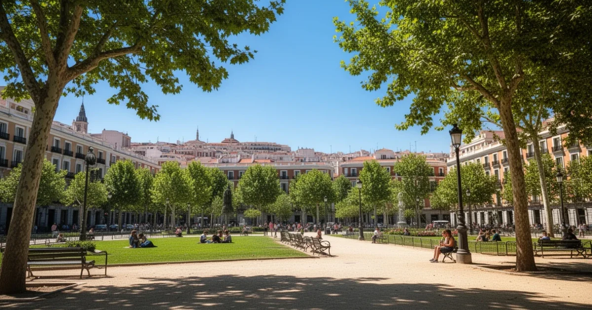 Vista soleada y despejada en Madrid durante una jornada calurosa