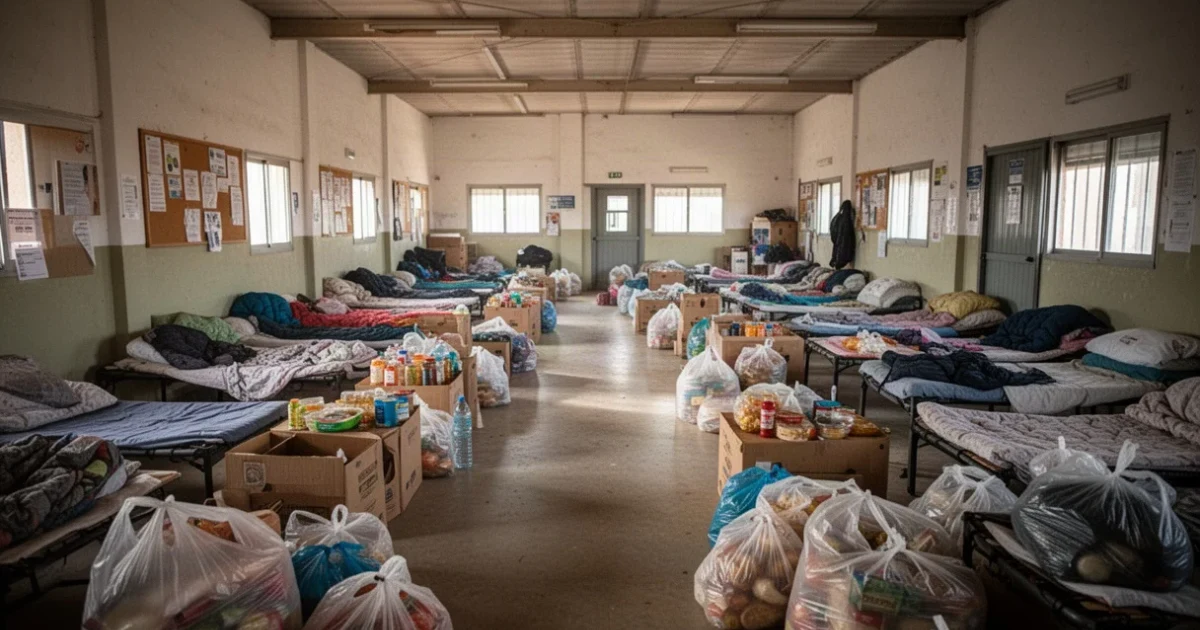 Centro comunitario en Leganés brindando refugio a evacuados