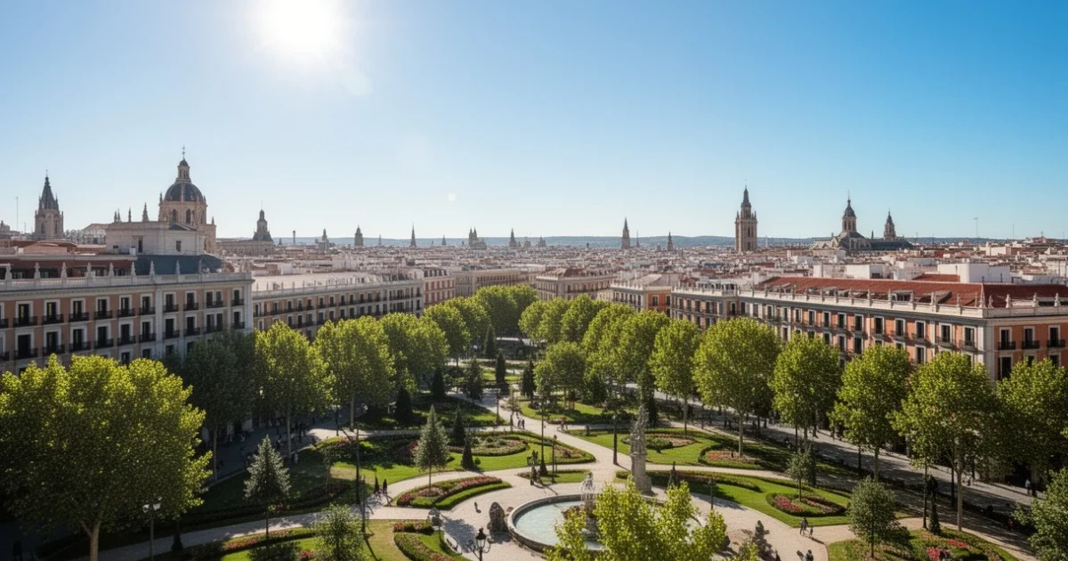 Vista despejada en Madrid bajo altas temperaturas