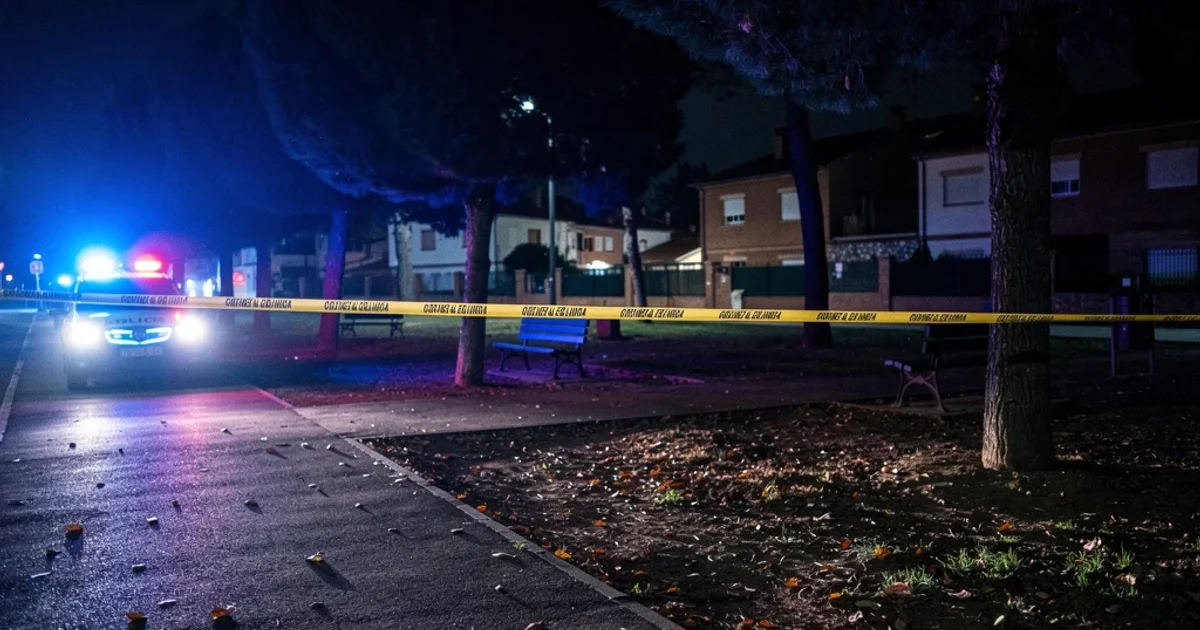Escena nocturna del parque donde ocurrió el tiroteo en Torrelodones