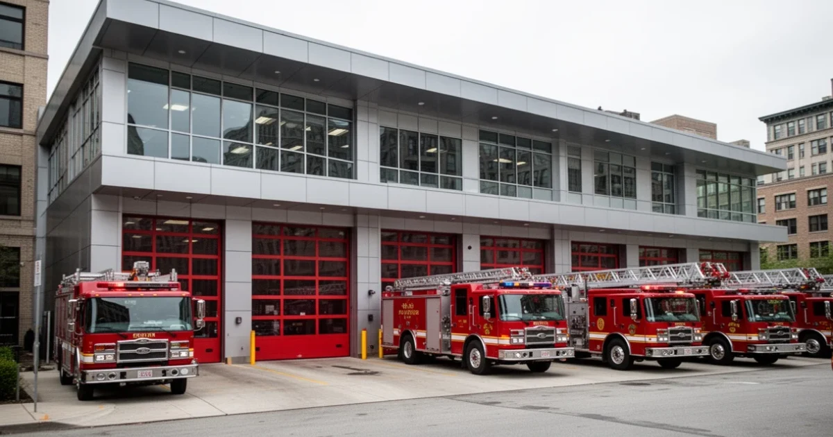 Nuevo edificio moderno destinado a ser parque de bomberos en Móstoles