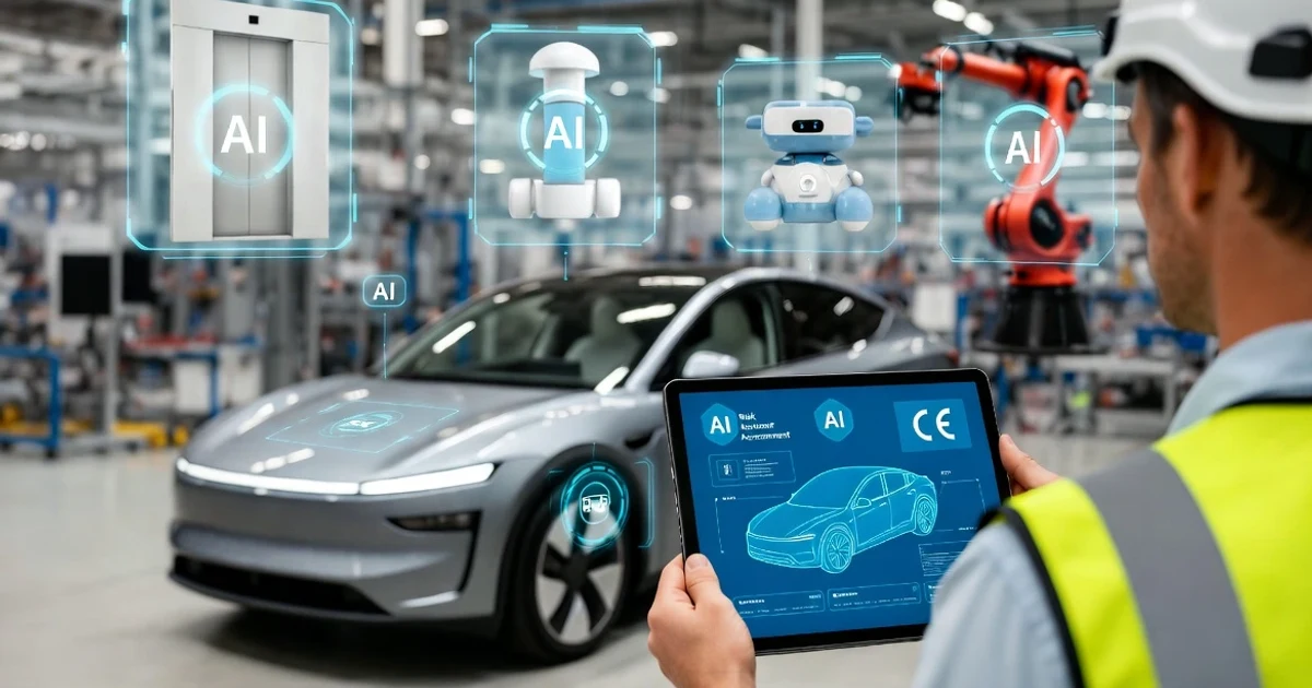 Ingeniero revisando un vehículo con inteligencia artificial