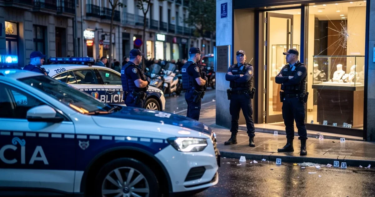 Operativo policial tras intento de robo en una joyería madrileña.