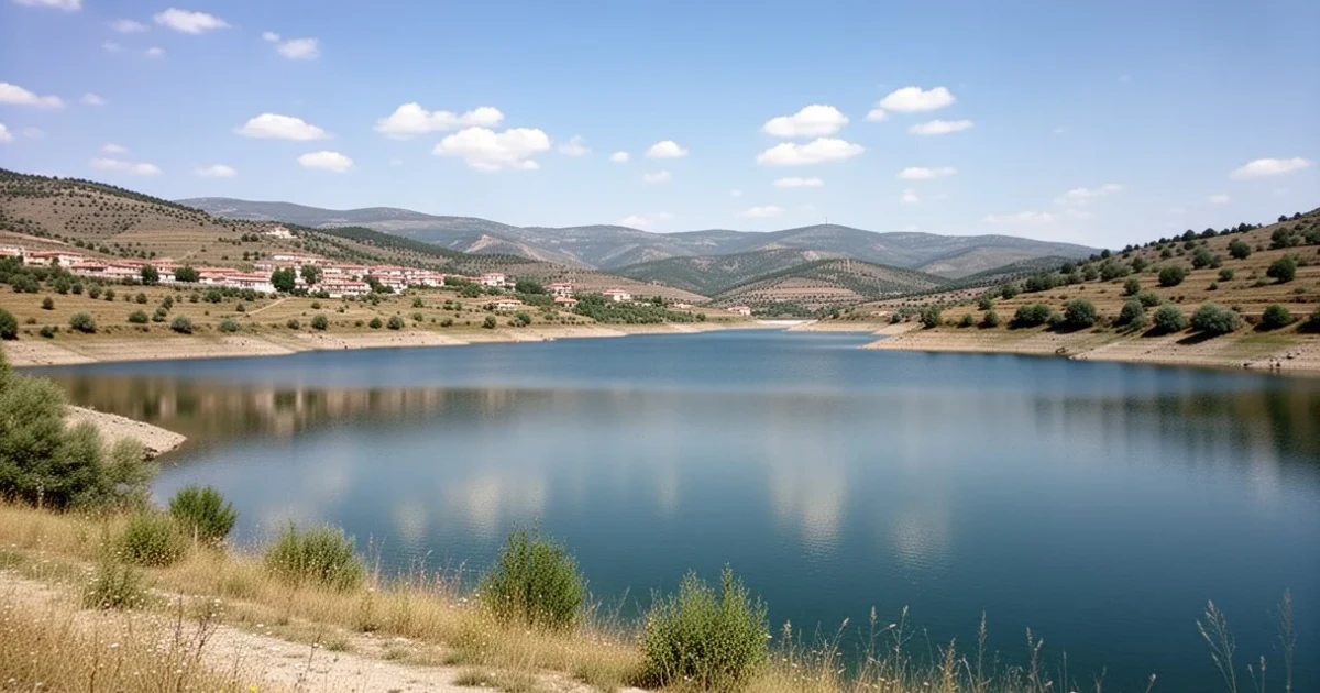 Vista panorámica del embalse Riosquillo en Buitrago del Lozoya
