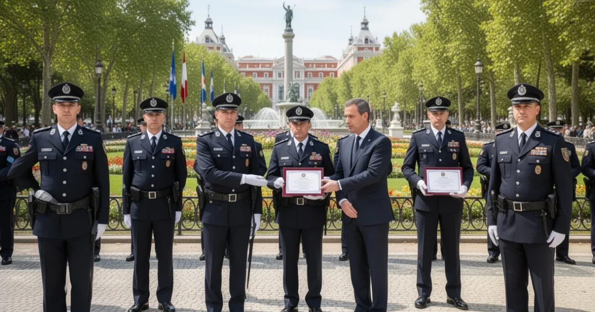 Celebración del Día del Patrón con unidades policiales en el Parque del Retiro