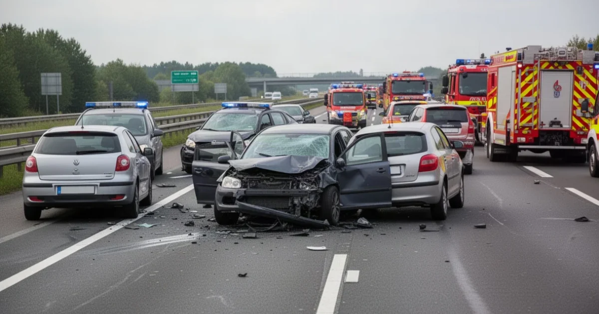 Accidente en carretera con vehículos involucrados y servicios de emergencia
