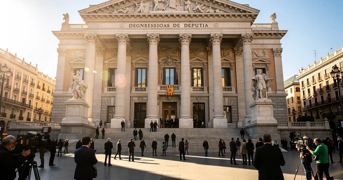 Vista majestuosa del Congreso español durante la histórica visita papal.