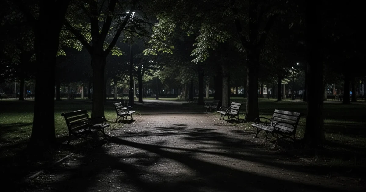 Escena nocturna del parque San Isidro donde ocurrió el apuñalamiento