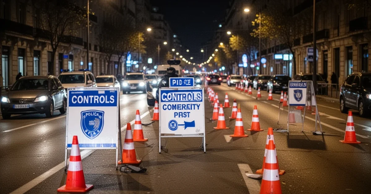 Control policial para pruebas de sobriedad en las calles