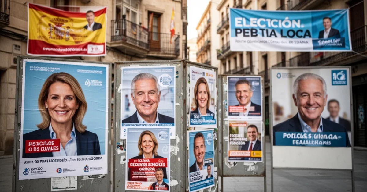 Escena urbana durante una campaña electoral local en España