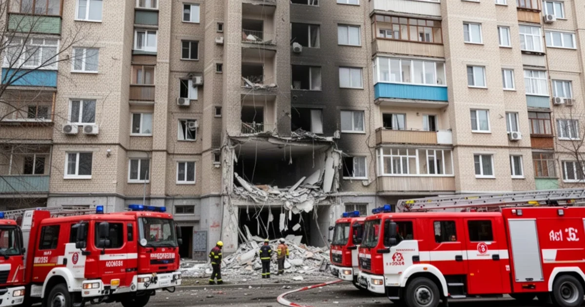 Edificio residencial en Moratalaz con presencia policial y bomberos tras una explosión