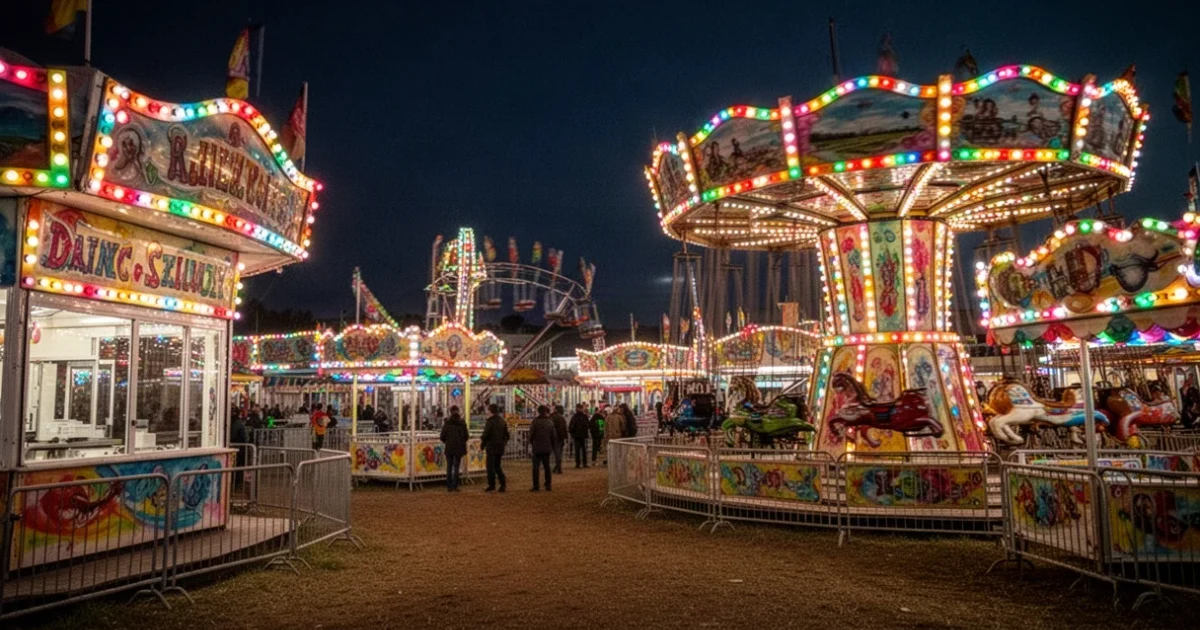 Feria iluminada durante las Fiestas Patronales en Leganés