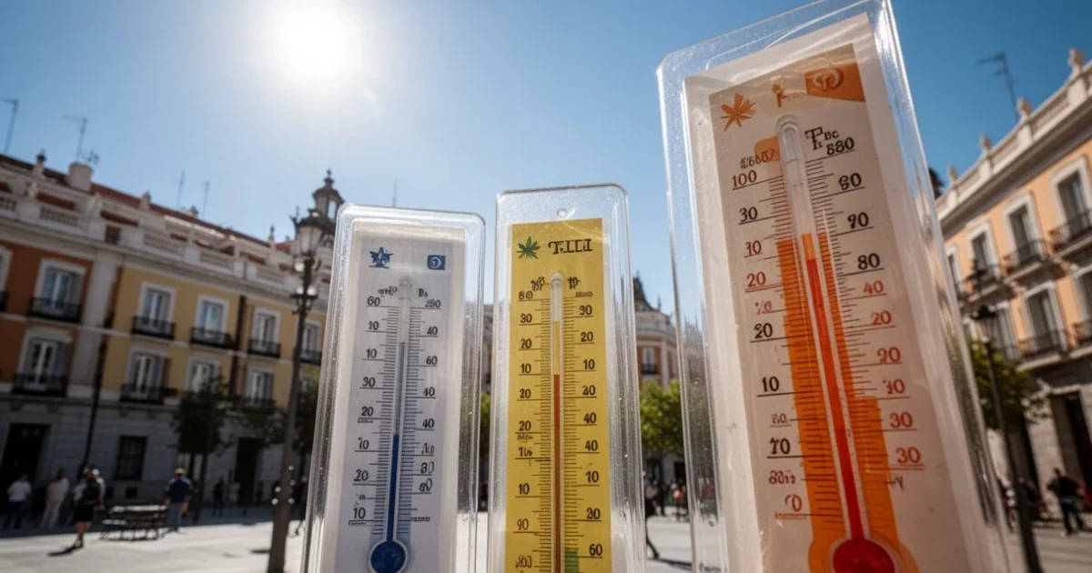 Día soleado en Madrid con termómetros marcando altas temperaturas