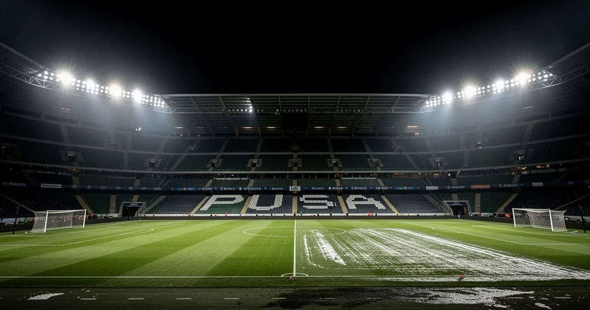 Vista nocturna del Puskás Arena vacío tras una intensa final de fútbol