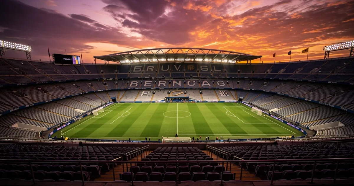 Vista del Estadio Santiago Bernabéu preparado para recibir a sus aficionados.