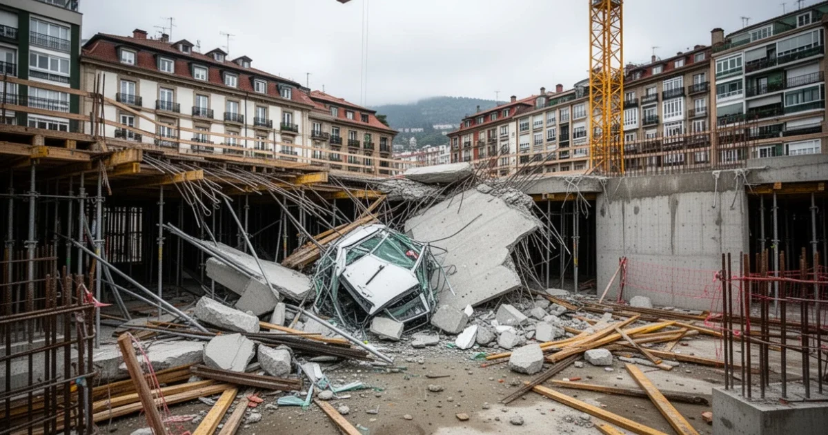 Lugar del accidente laboral en San Sebastián donde ocurrió el derrumbe